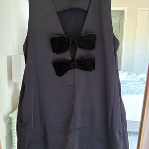 Little black dress with velvet bow detail